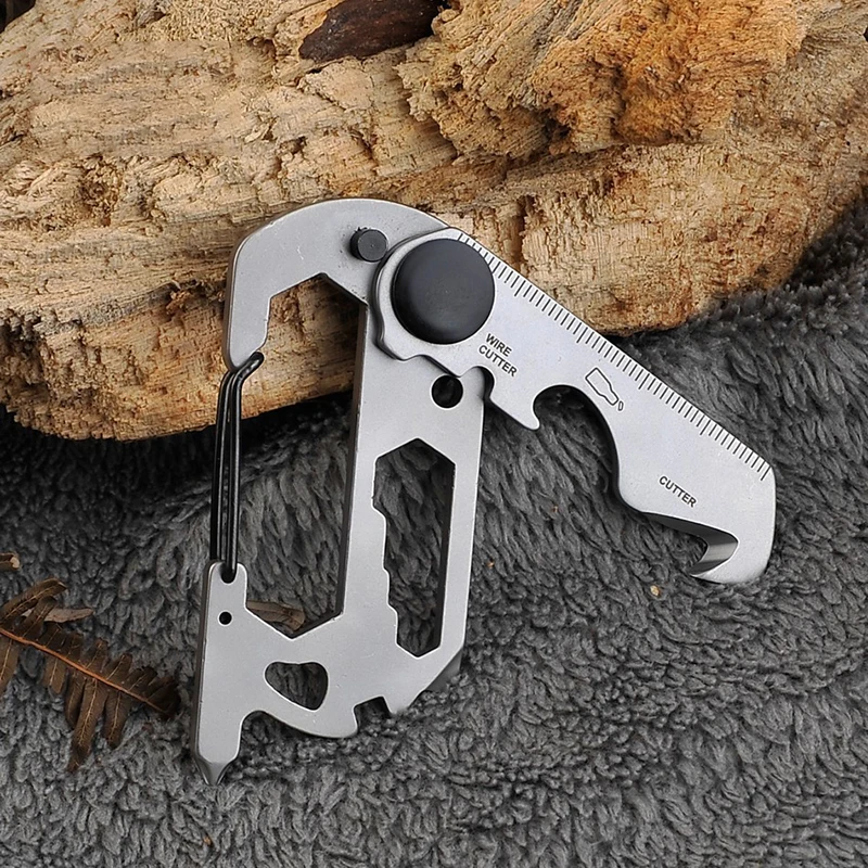 Multifunction Climbing Carabiner EDC Keychain Gear Outdoor Tools Camping Hiking Stainless Steel Wrench Bottle Opener images - 6