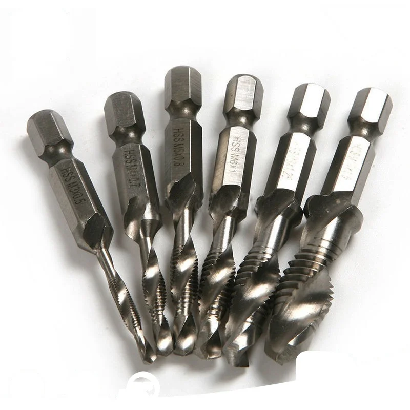 

drill taps combination drill tap bit set m3 m4 m5 m6 m8 m10 metric composite tap drill bit screw taps HSS Hex Shank