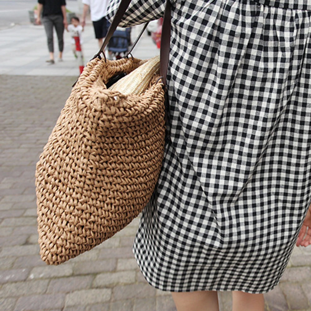 Bohemian Woven Beach Bag Women Summer Overlarge Straw Bags for Women Shoulder Bag Designer Handbag 2022 Travel Bali Shopper Tote