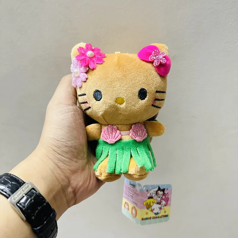 

Kawaii Cartoon Hello Kitty Grass Skirt Cute Plush Doll Keychain Book Bag Small Pendant Doll Toy Wholesale Of Jewelry Stores