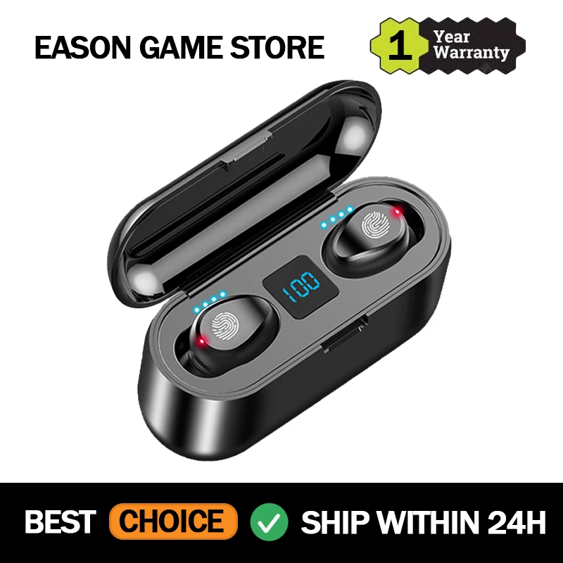 

F9 18650 mAH High Case Wireless In Ear Earbuds Earphone Bluetooth 5.0 Noise Cancel with Power Bank Supply for Christmas Gift
