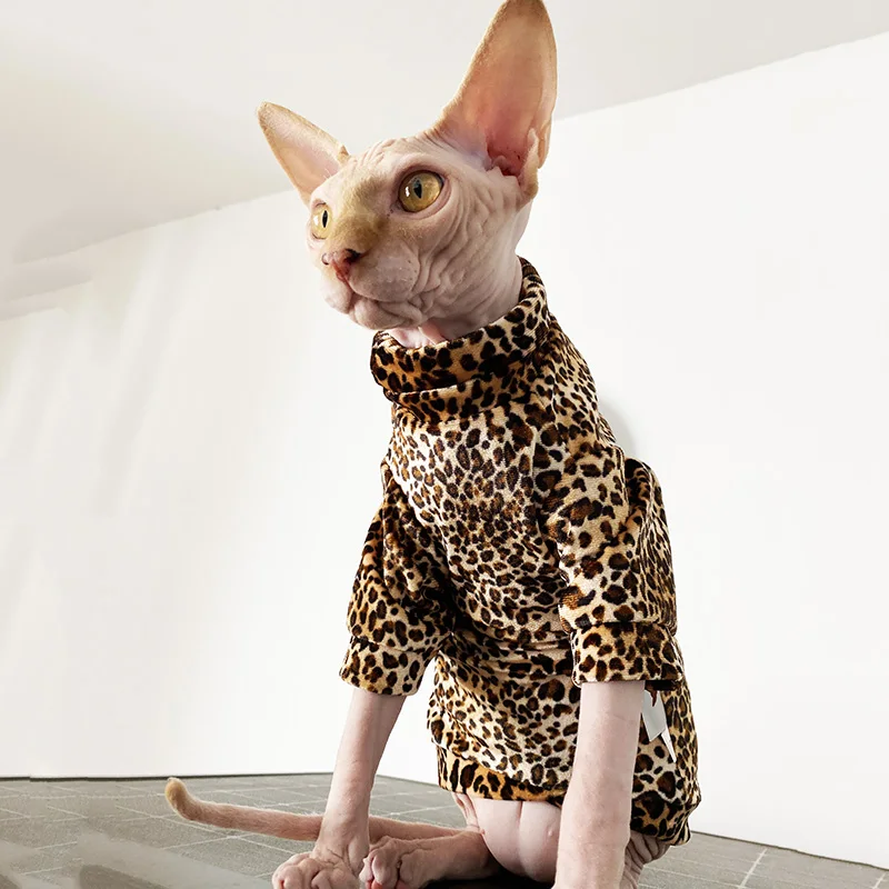

FSS Domineering Leopard spot Sphynx Cat Base Clothes for Cats Fall Winter Cat Bottoming Shirt Kitty Outfits Hairless Cat Apparel