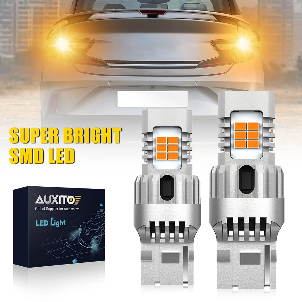 

AUXITO 2 шт. Canbus T20 WY21W LED W21W 7440 Янтарный автомобильный указатель поворота без гиперфлэш-без ошибок Автоматические индикаторные лампы 12 В