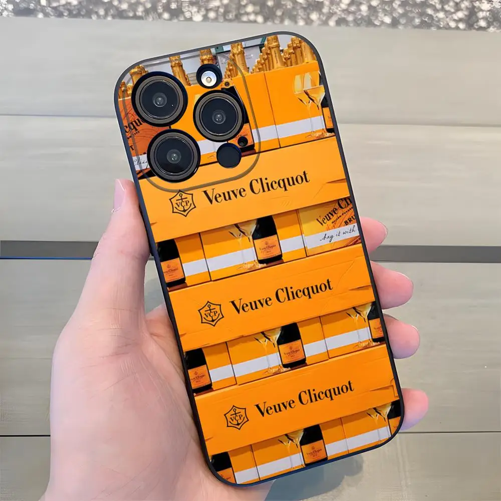 Фото Модный чехол V-Veuve Of C-Clicquot для iPhone 17 Air 16 E Pro Max 15 14 13 Mini 12 Pro 11 Max Plus, черный, мягкий, силиконовый №5