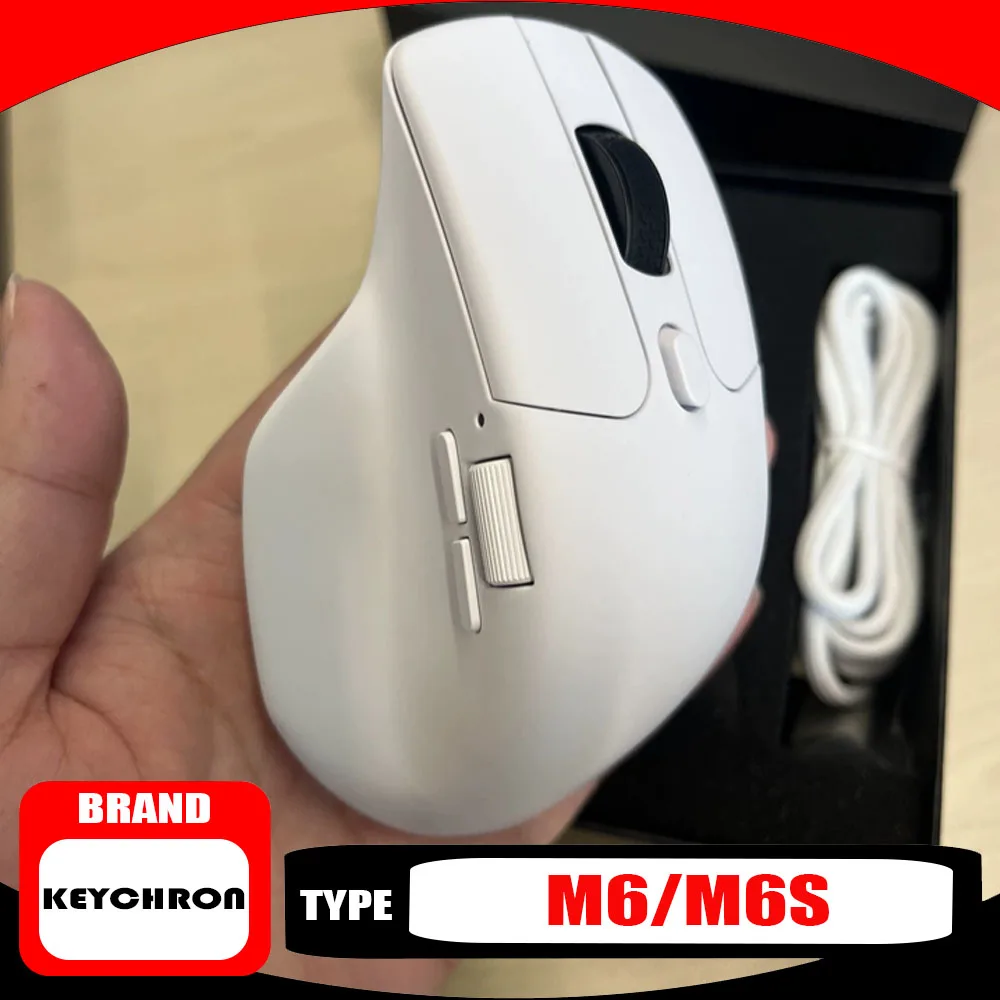 Фото Беспроводная Bluetooth-мышь Keychron M6/M6s A1 A3 A23 A24 с сенсором PAW3395/PAW3950 1K/8K, эргономичная, настраиваемая, для киберспорта и гейминга №1