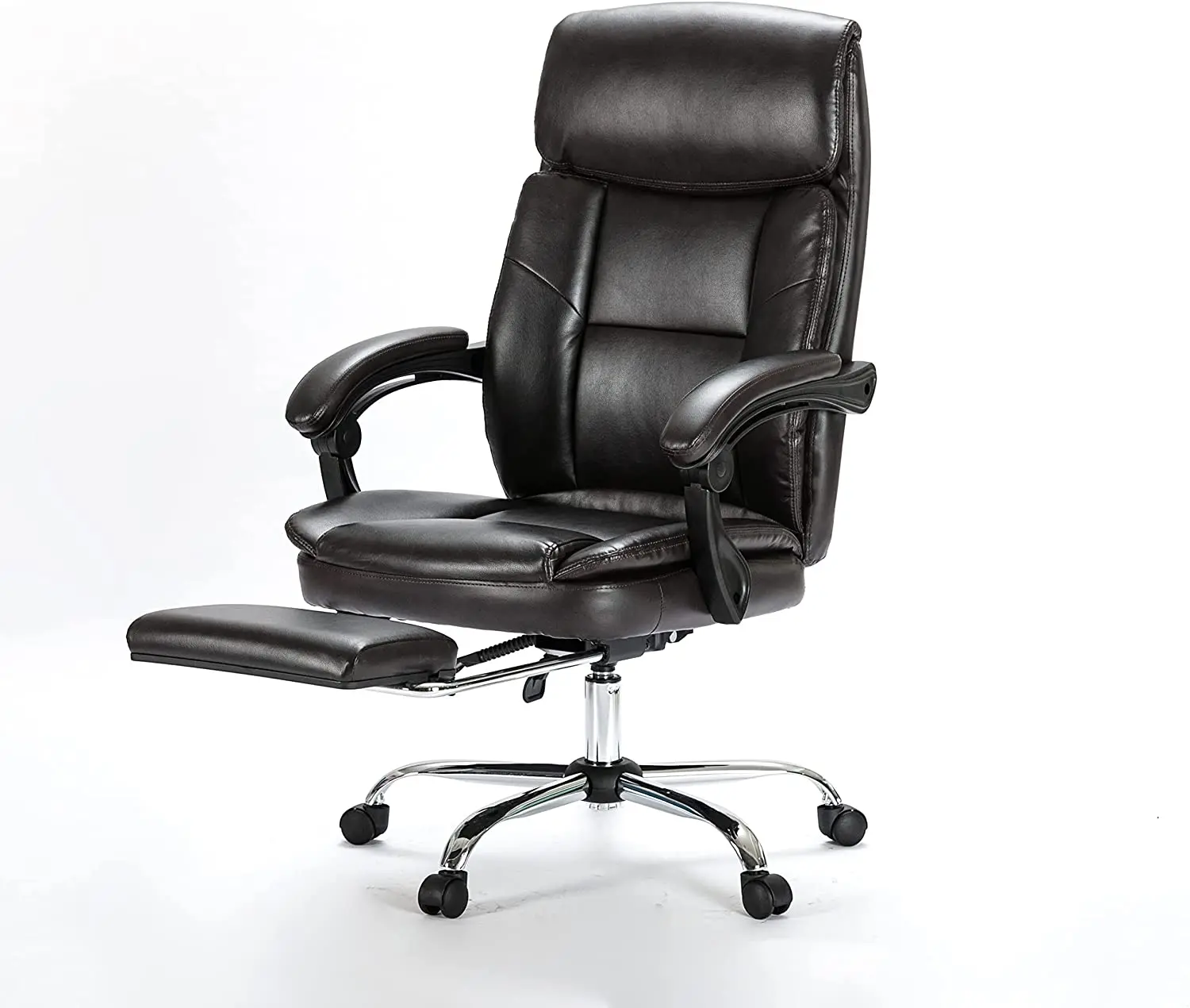 

Big & Tall Office Chair with Footrest- Bonded Leather Desk Chair Swivel Rolling High Back Computer Chair Adjustable Ergonomic Ta