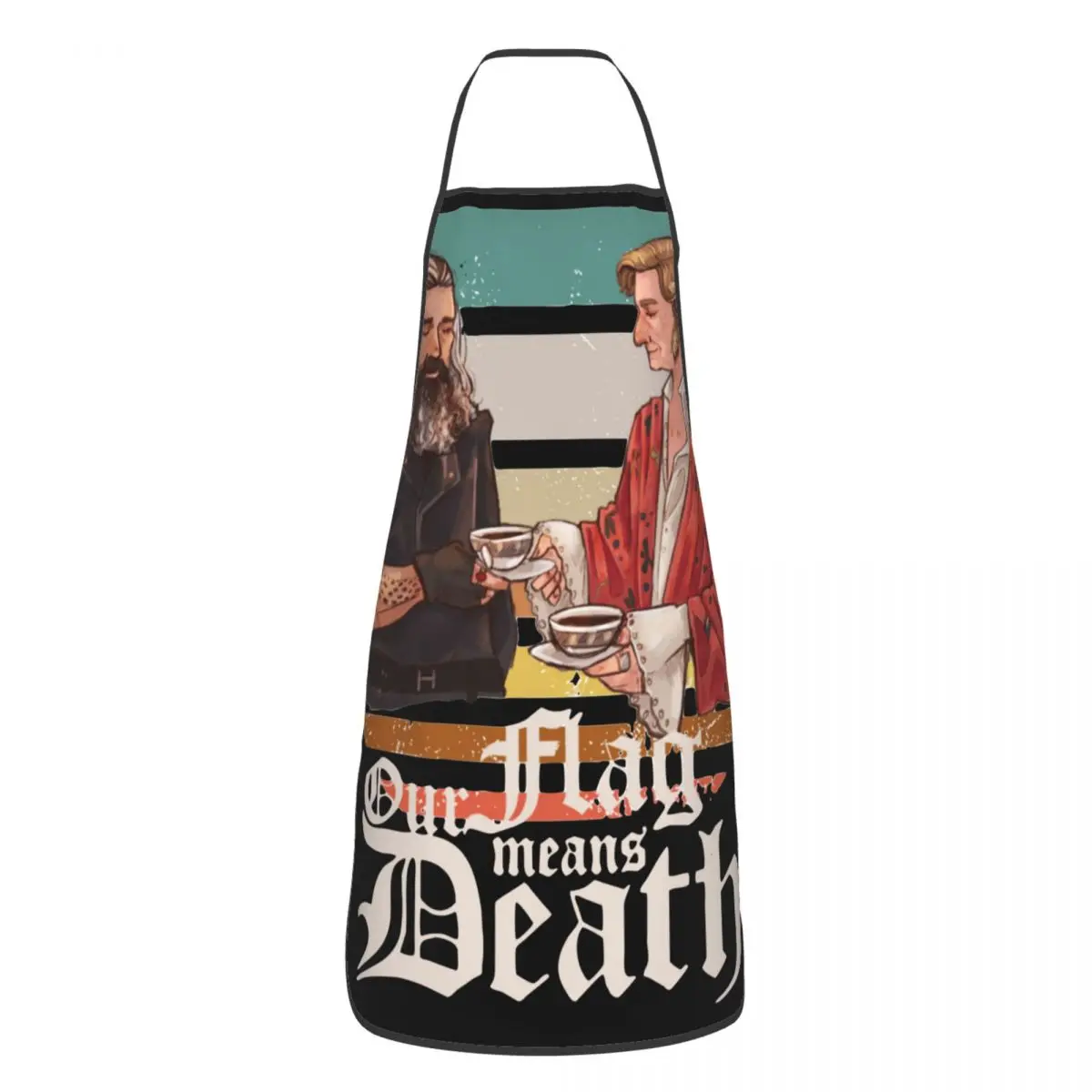 

Stede Blackbeard On Retro Sunset Kitchen Baking Apron Sleeveless Our Flag Means Death for Chef Barista Cooking Home Cleaning