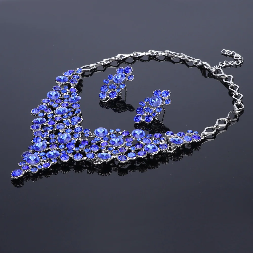 Fashion Bridal Crystal Jewelry Sets Wedding Engagement Necklace Earrings sets for Brides Party Costume Decoration Jewellery Wome | Украшения