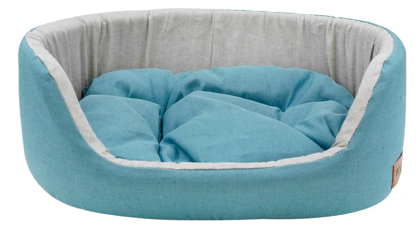 740723 лежанка овальная с подушкой Эколен №2 58*43*18 см голубая 2022