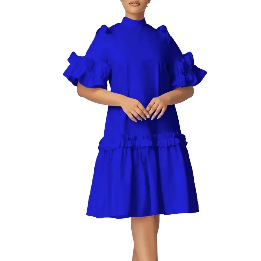 2024 африканские платья для женщин элегантные из полиэстера с короткими рукавами