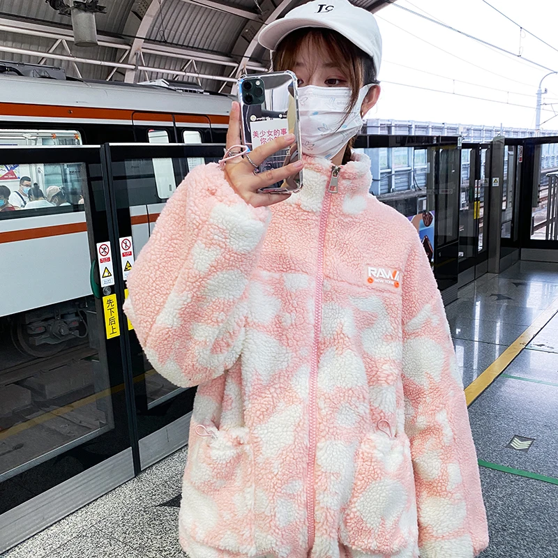 Women Casual Loose Korean Winter Lamb Wool Coats New Winter Overcoat Ladies Thick Warm Down Cotton Mid-length Coat Parkas Jacket