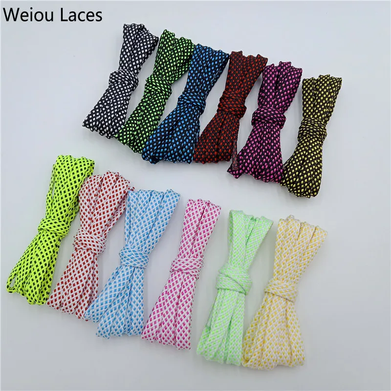 (30Pairs/Lot) Weiou New Stylish Double Layer Canvas Flat Shoelaces Designer Hiking Boot Laces Polyester Web Pattern Shoestrings