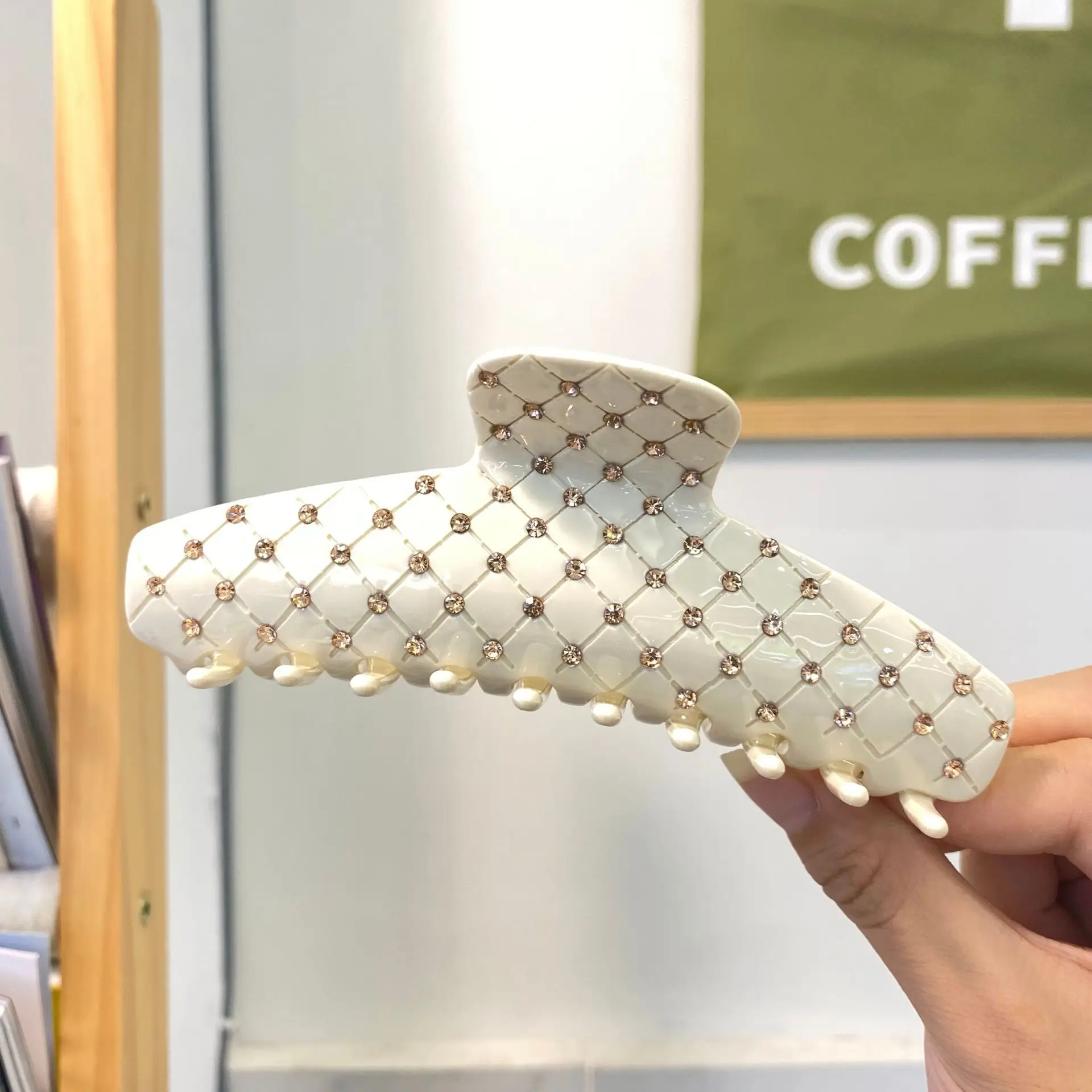 Крупная ацетатная решетка Стразы большая заколка для волос коготь женщин