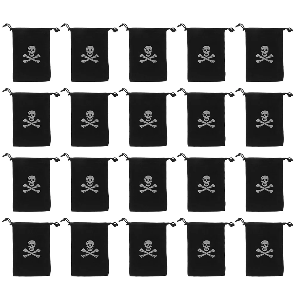 

20 Pcs Pirate Drawstring Bag Sturdy Treat Bags for Candy Gold Coin Pouch Storage