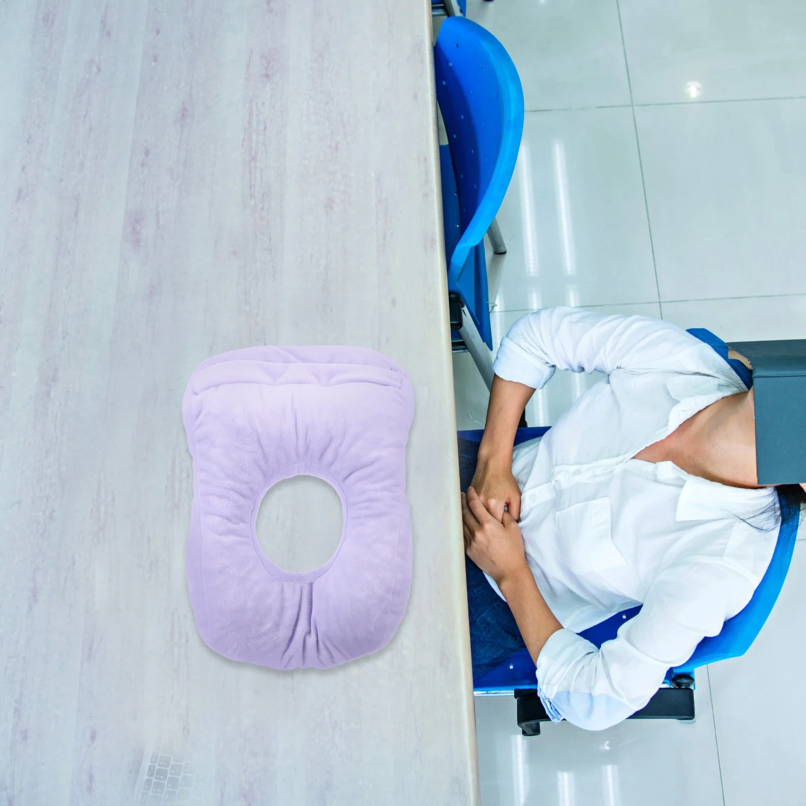 

Pillow Ear Hole Side Donut Sleeping Office Nap Sleep Guard Travel Cushion Cnh Pain Desktop Desk Pillows Face For at The table
