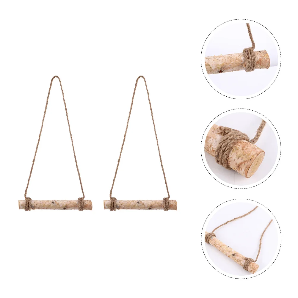 

2 Sets Stand Small Stick Wedding Decoration Rustic Ornaments Rope Wooden