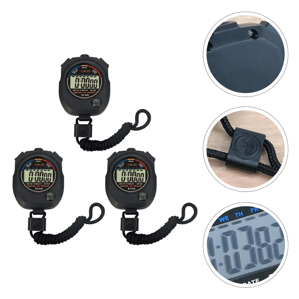 

3Pcs Match Stopwatch Professional Timer Electronic Watches Referee Sports Timer