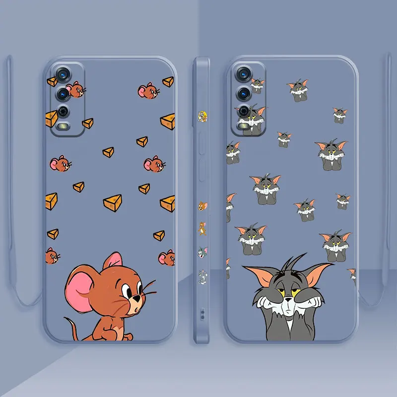 

Square Liquid Silicon Case For Samsung Galaxy A51 A71 A12 A52 A73 A72 A32 A42 A21s A31 Phone Cover Tom and Jerry Why not happy
