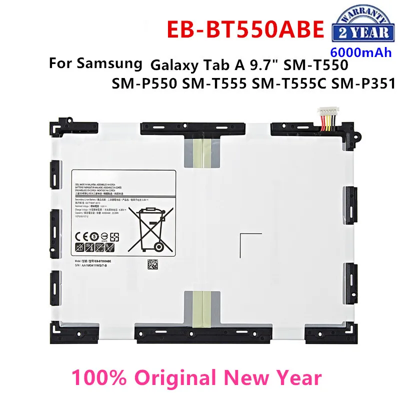 

100% Orginal Tablet EB-BT550ABE 6000mAh Battery For Samsung Galaxy Tab A 9.7" SM-T550 SM-P550 SM-T555 SM-T555C SM-P351