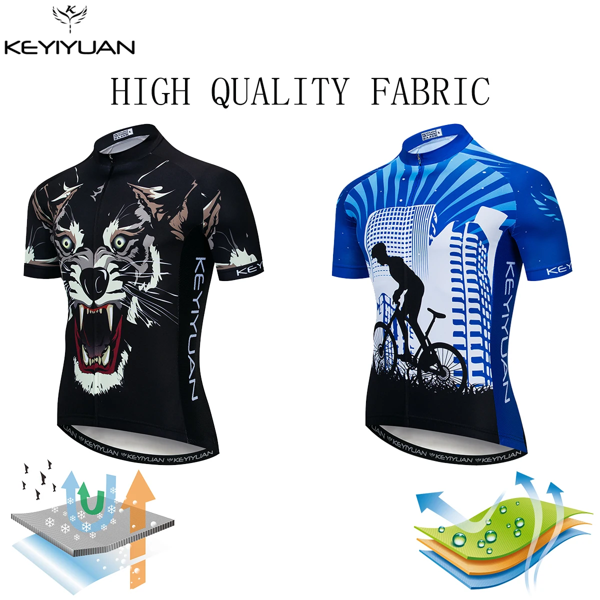 

KEYIYUAN Men Short Sleeve Cycling Jersey Tops Outdoor MTB Shirt Summer Mountain Bike Clothing Mallot Ciclismo Hombre Verano