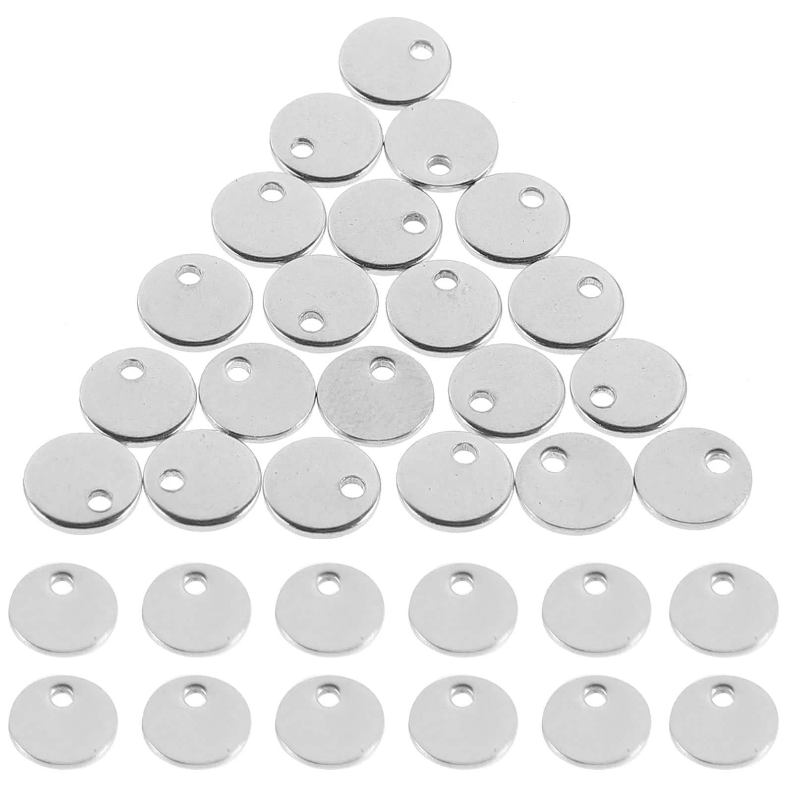 

200Pcs Stainless Steel Round Blank Tag Jewelry Charm Pendants Necklace Bracelet Hanging Pendants