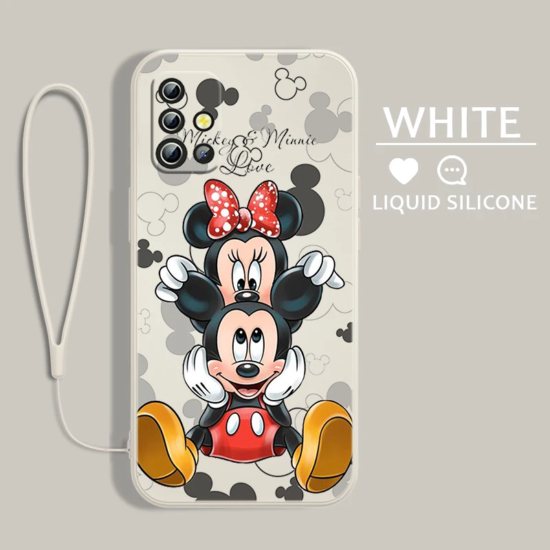 

Disney Mickey Minni Phone Case For Samsung A54 A34 A04 A14 A13 A12 A31 A91 A81 A71 A51 A11 Core Lite Liquid Rope Cover