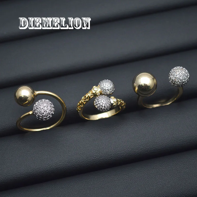 Классические открытые кольца с двойными шариками и бусинами для женщин