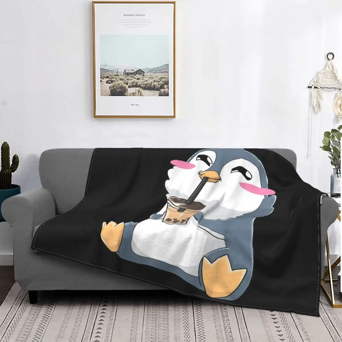 

Вязаное одеяло в стиле Пингвин Боба, мягкое флисовое покрывало для постельного белья, чая, молока, аниме, подарок