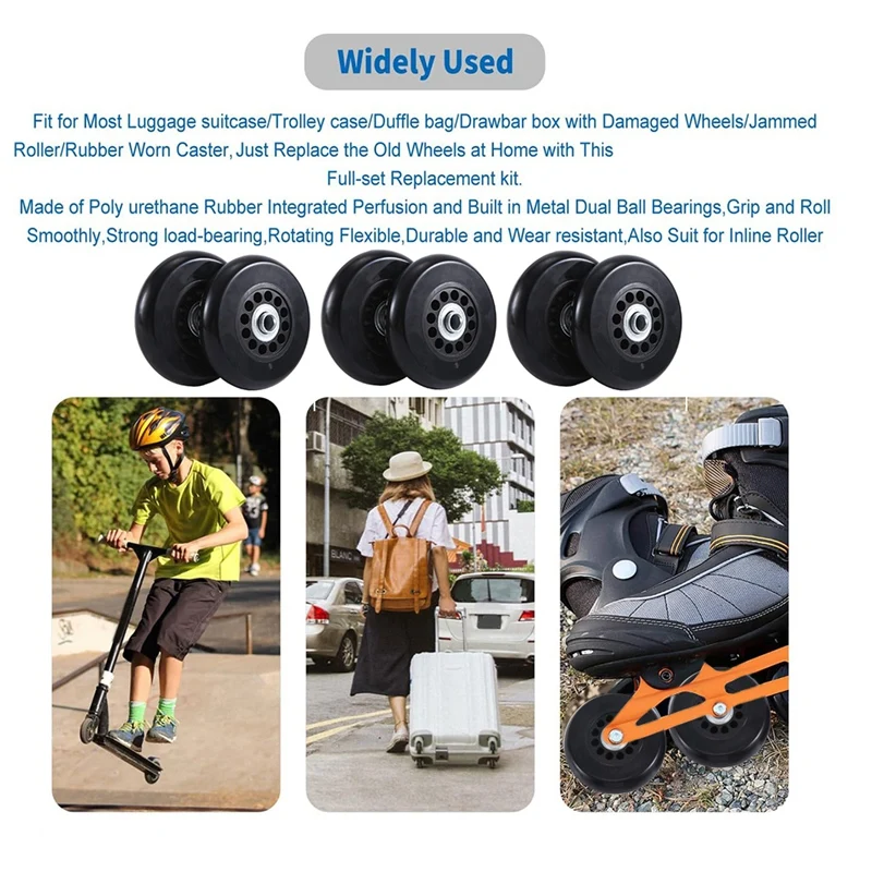 Комплект сменных колес для чемодана комплект из 2 поворотных полиуретановых