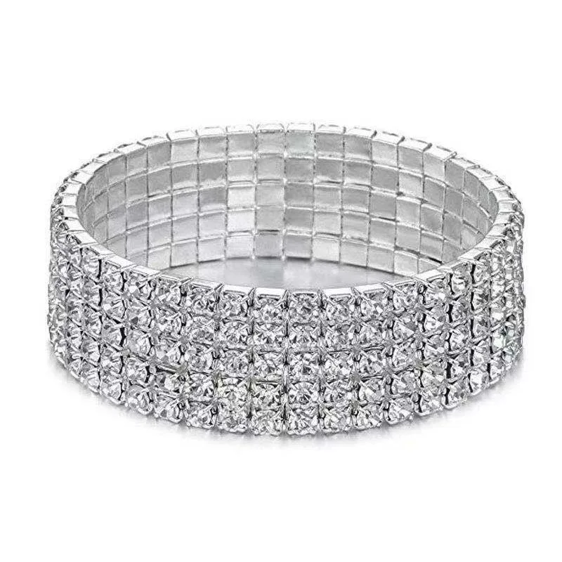 

Milan Girl Jewelry Simple Princess Style Girl Row Bracelet 8 Row Diamond Shiny Combination Metal Wedding Jewelry Wholesale