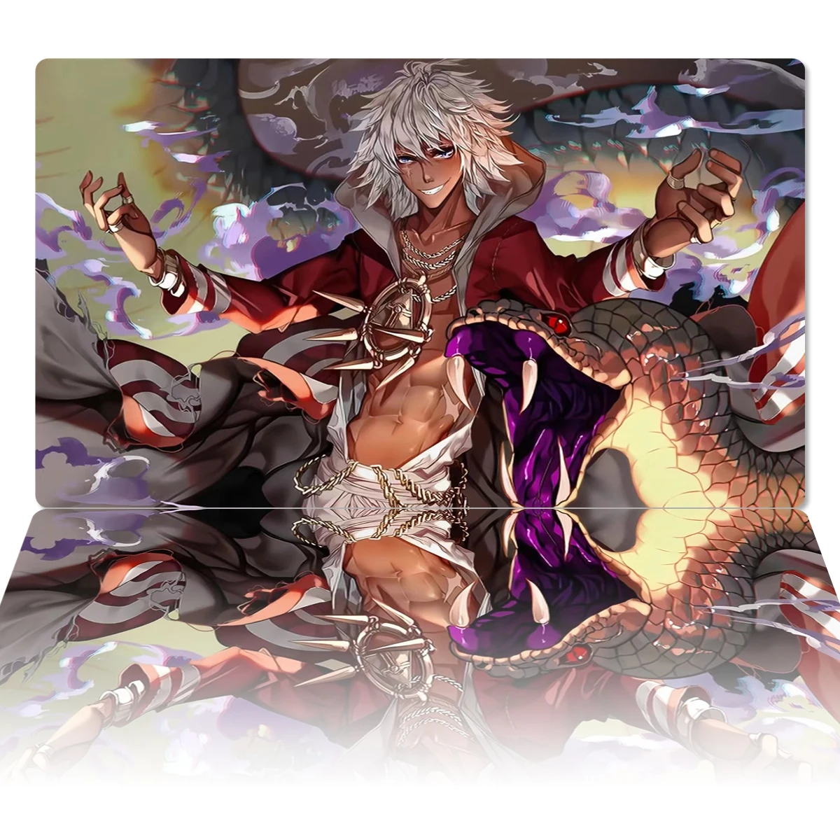 

YuGiOh Thief King Bakura Playmat TCG CCG Board Game Trading Card Game Mat Anime Mouse Pad Desk Mat Gaming Accessories Zone & Bag