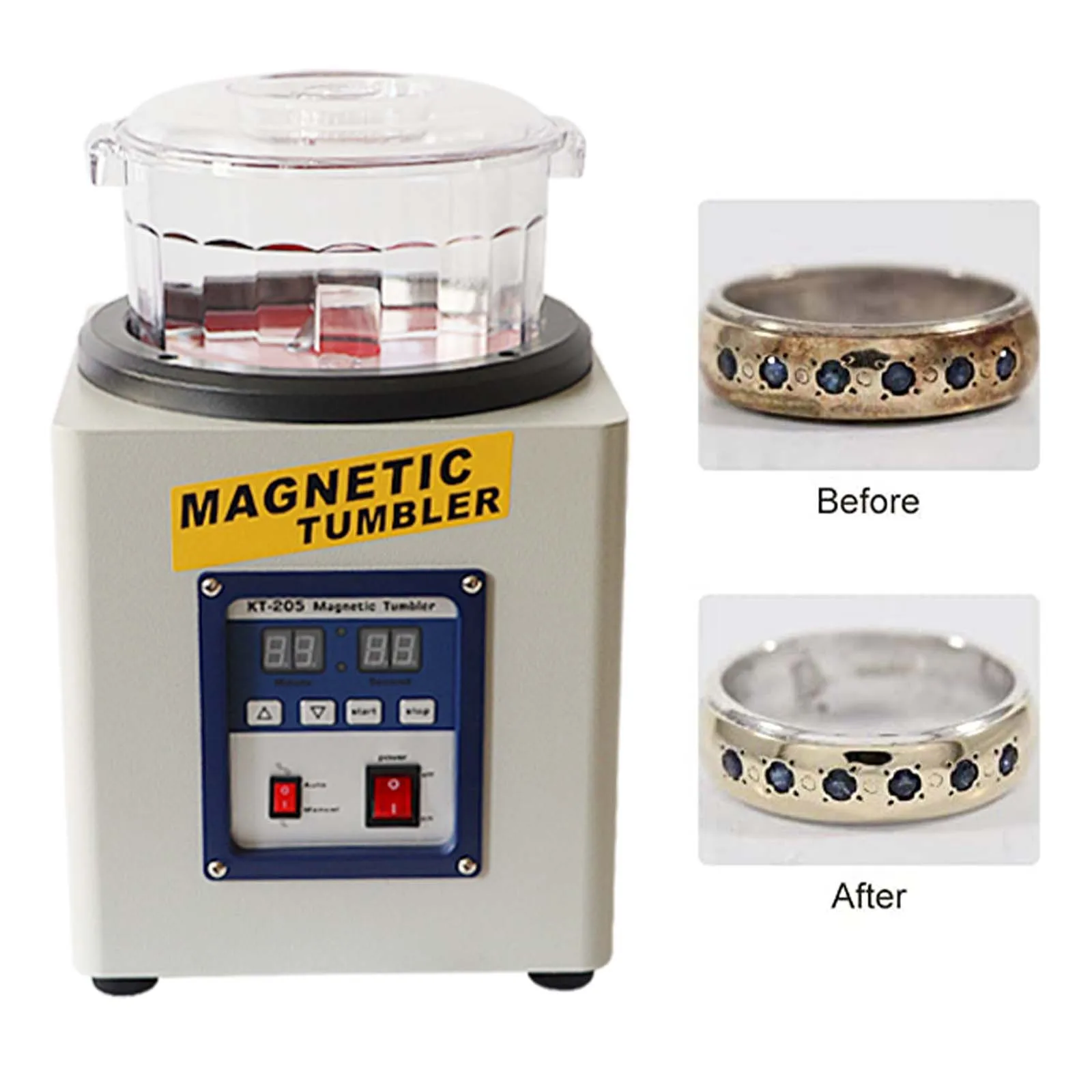 KT- 205  205A Electro Magnetic Tumbler Jewelry Polisher 800g 2800rpm Capacity Jewelry Polishing Machine for Gold Silver