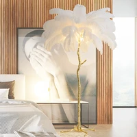 nordic modern feather floor lamp led resin standing light interior lighting decor home floor lamps ostrich feather corner light
