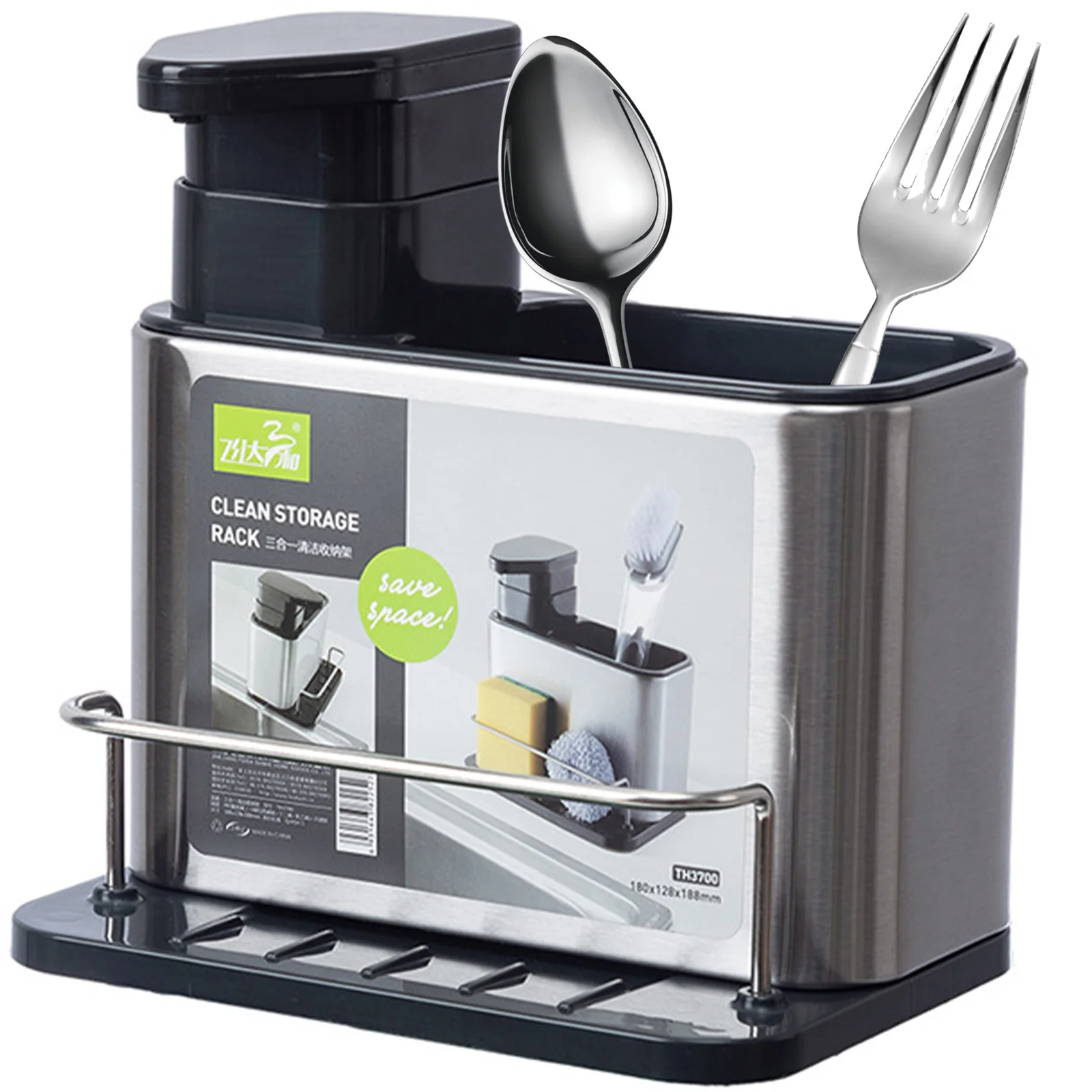 

2 In 1Kitchen Cutlery Organizer Knife Stand Drain Storage Holder Spoon Fork Chopstick Kitchenware Cooking Tool Tray Shelf Box