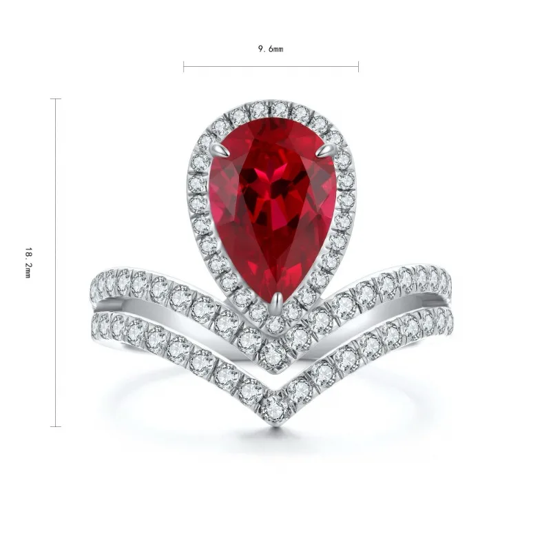 Ruihe новый дизайн 925 серебро 2.72ct лабораторный Выращенный Рубин Имитация