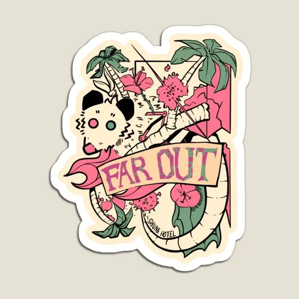 

Far Out Possum Magnet Refrigerator Decor Magnetic for Fridge Organizer Home Children Baby Cute Kids Stickers Funny Colorful