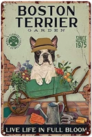 garden wall art outdoor terrier garden live life in full bloom tin sign decoration vintage chic metal poster wall decor art gift