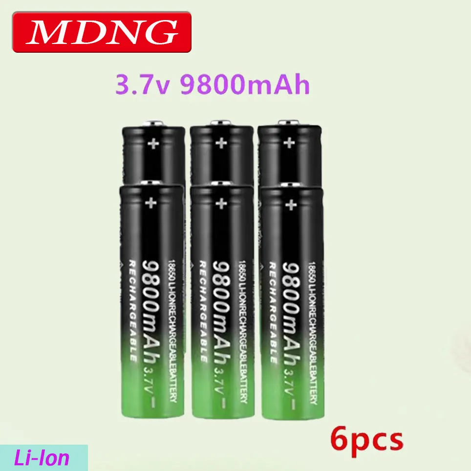 

2 ~ 10 шт. 18650 аккумуляторных батарей 3,7 В 9800 мАч, литий-ионные аккумуляторы для фонариков, новый высококачественный аккумулятор