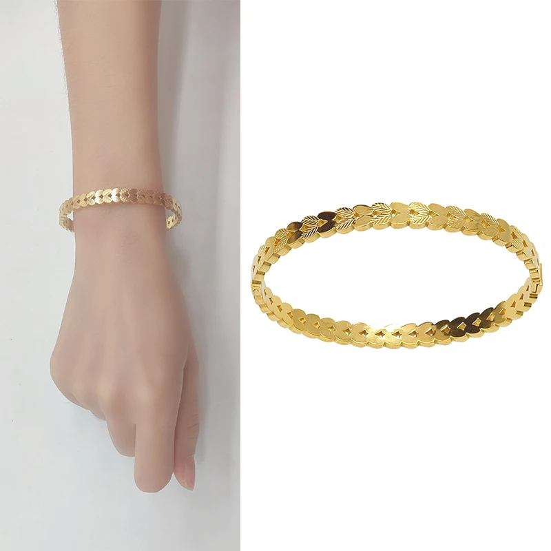 

Luxury Fashion Women Designer Brand Titanium Steel Bangle Leaf Shape African Jewelry Dubai Rose Gold Bracelet Halloween Gift