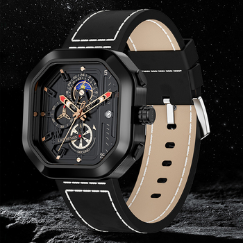 2022 LIGE Mens Watch Square Sport Quartz Wristwatch Waterproof Hollow out Watches for Men Date Clock Luminous Luxury Watch Men-36762