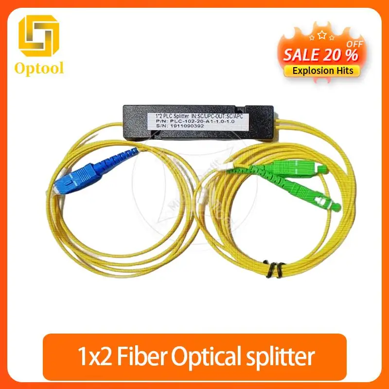 5 Pieces /Lot Fiber Optical PLC Splitter SC 1 : 2 Mini steel tube type 1x2 0.9mm Fiber Opitc Splitter SC/APC- SC/UPC Connector