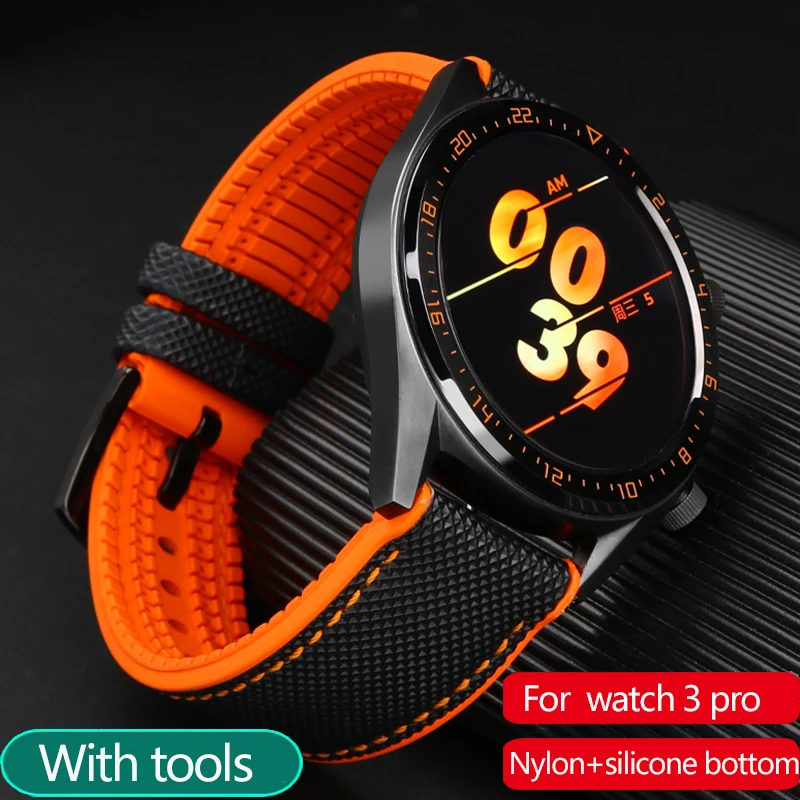

Nylon Silicone Bottom Watchband For Huawei GT2 Strap GT3 GT1 Watch Pro Citizen Seiko Omega Casio MDV-106 Outdoor Sport Bracelet