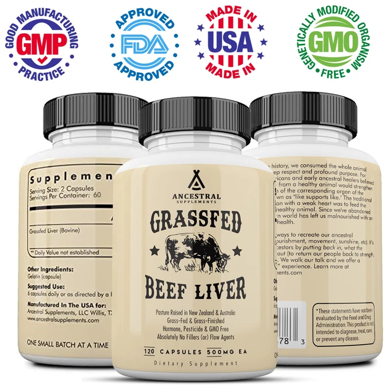 

Freeze-dried Liver Supplement, Grass-fed Beef Liver Capsules, Supports Energy Production, Metabolism and Digestion
