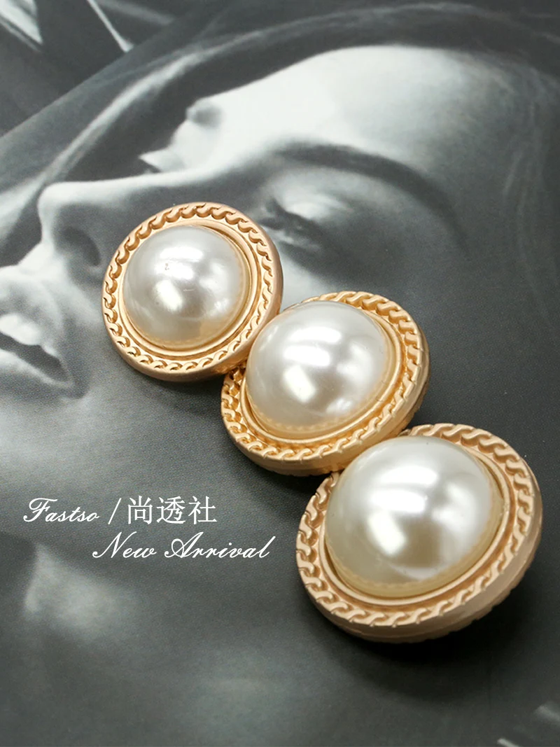 

6 шт. золотистого шитья жемчужного шарика украшение кнопка для женщин пальто металлический свитер Кардиган Блейзер Одежда Аксессуары принадлежности ремесла