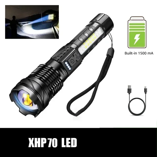 

KDULIT Тактический Фонарь XHP70 Белый 2000 Лm USB