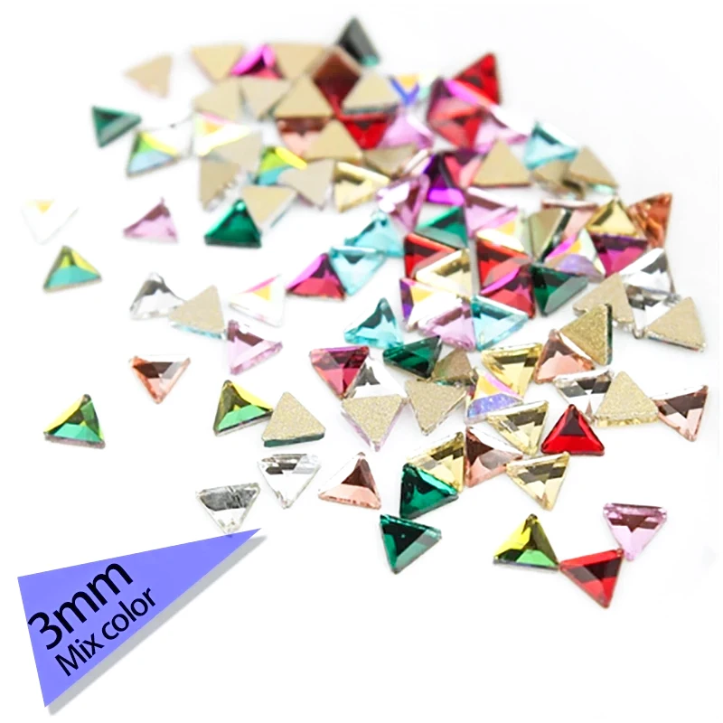 3mm Mini Flatback Cute Triangle Glass Nail Art Rhinestones 30/100Pcs Apply To DIY Manicure Ornament Crystal