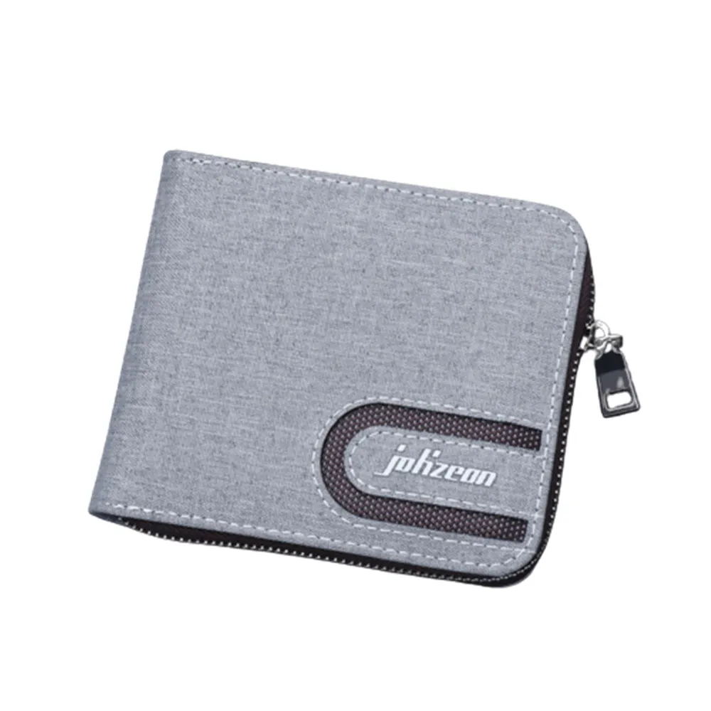 

Men's Zipper Wallet Short Canvas Retro Personality Trendy Oxford Cloth Student Bag Simple Multi-Card Japanese Coin Purse