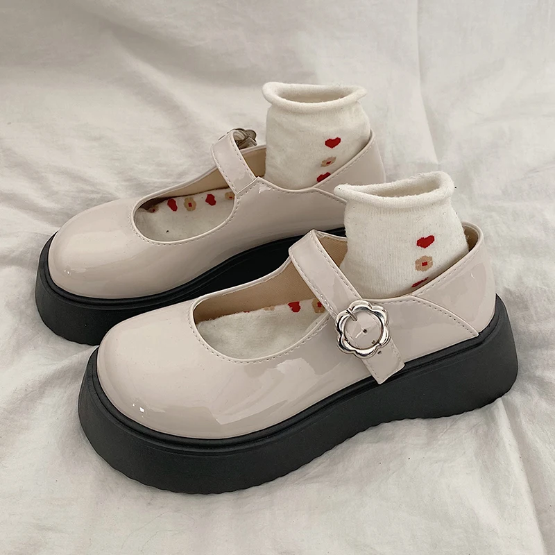 

Women's Shoes Platform British Style Oxfords Soft Round Toe Clogs Preppy Leather Retro Mary Janes Med PU Basic Rubber Wedges