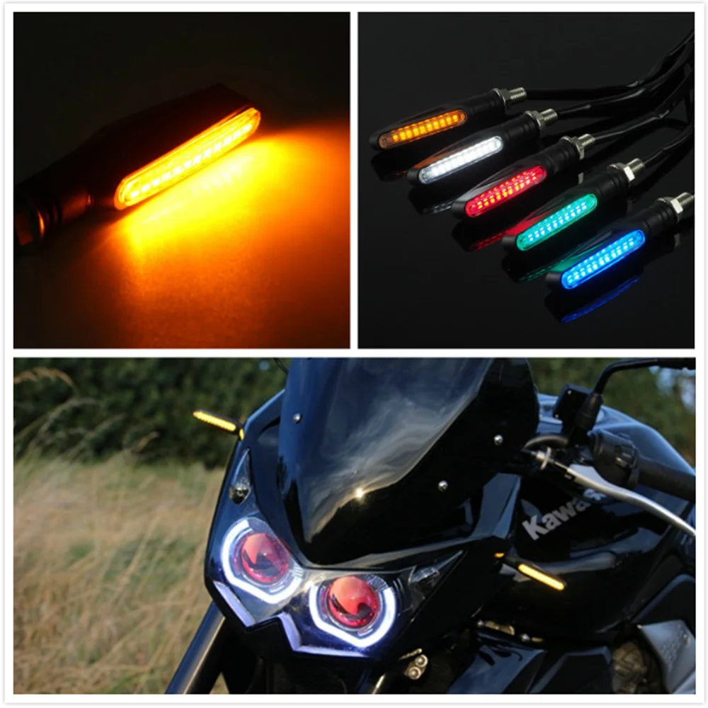 

1pcs Motorcycle universal 12LED two-color water mode horse racing signal turn signal dimming day line function strip turn