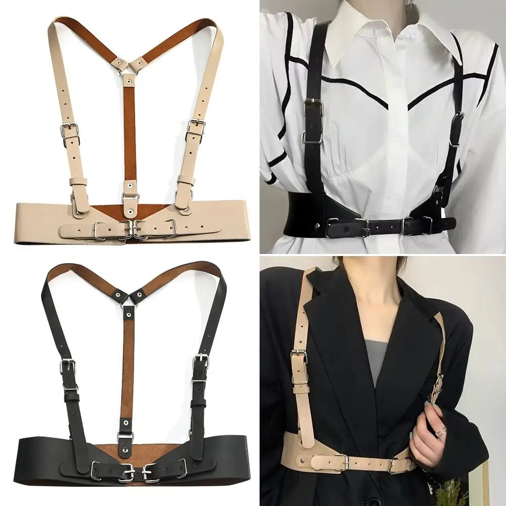 Women Casual Nightclub Elegant Gothic Harness Belt Leather Punk Waistband Ladies Dress Cummerbands Cage Vest Body Strap